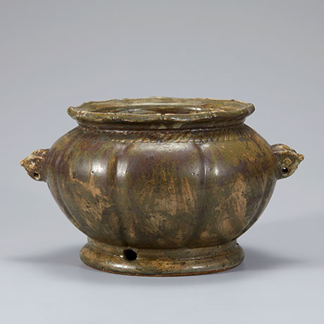 백자철채귀면양이향로(白瓷鐵彩鬼面兩耳香爐)