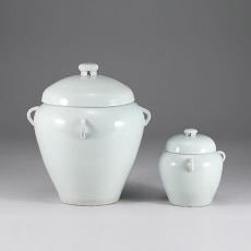 백자사이유개호(외호, 내호), 白瓷四耳有蓋壺(外壺, 內壺)